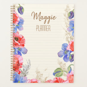 Schöne mit Monogramm Blumenschule pink Aquarell Planer