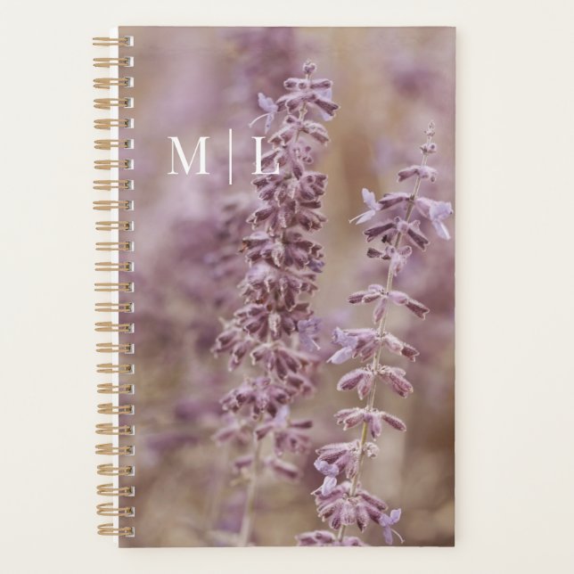 Schöne Mit Monogramm Lavendel Montana Wildblumen Planer (Vorderseite)