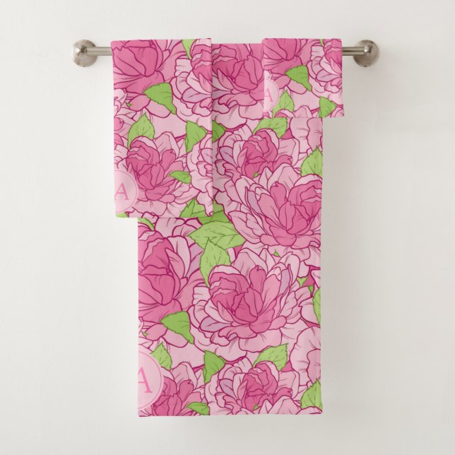 Schöne Mit Monogramm Rosen Badhandtuch Set (Insitu)