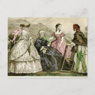 Schöne Mode von 1859 Postkarte