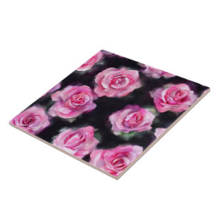 Schöne, moderne Aquarell Rosen Sammlung Fliese