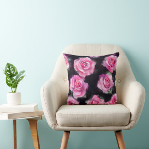 Schöne, moderne Aquarell Rosen Sammlung Kissen