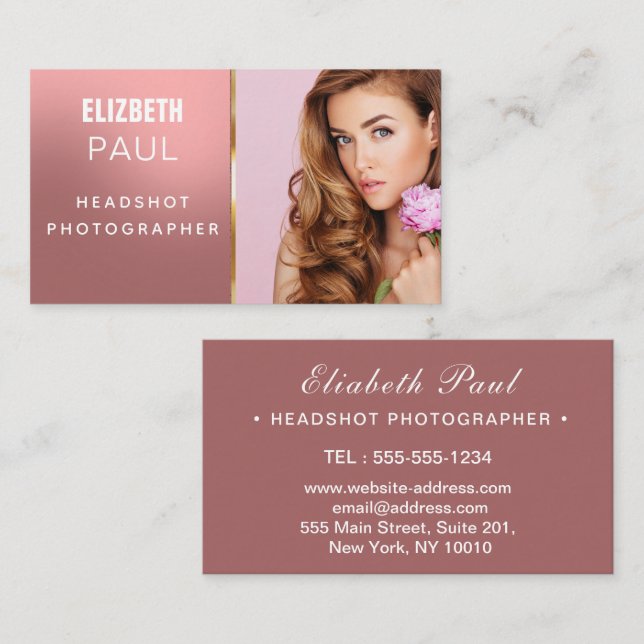 Schöne moderne Fotografin Business Card Visitenkarte (Vorne/Hinten)