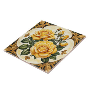 Schöne moderne gelbe Rosenkollektion Fliese