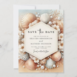 Schöne moderne Hochzeit am Strand Save The Date