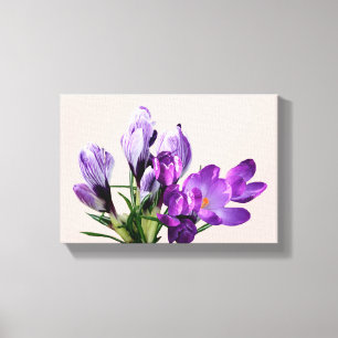 Schöne moderne hübsche violette Krokus-Blumenleinw Leinwanddruck