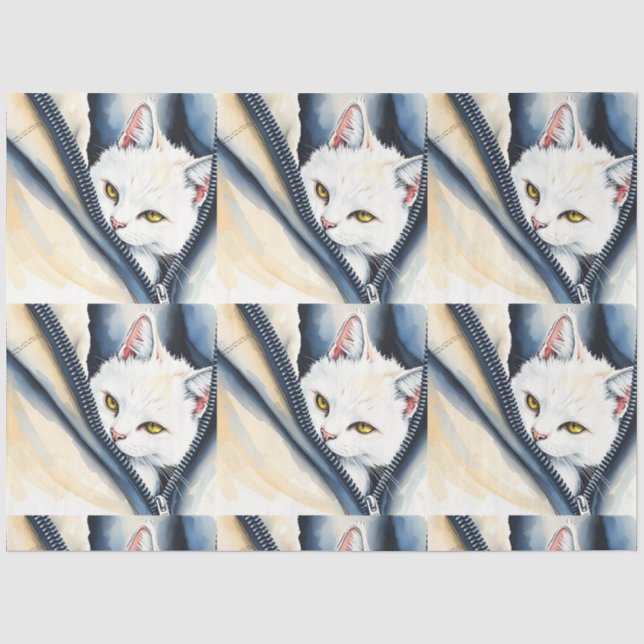 Schöne, moderne Niedliche Aquarellkatze Seidenpapier (Vorderseite)