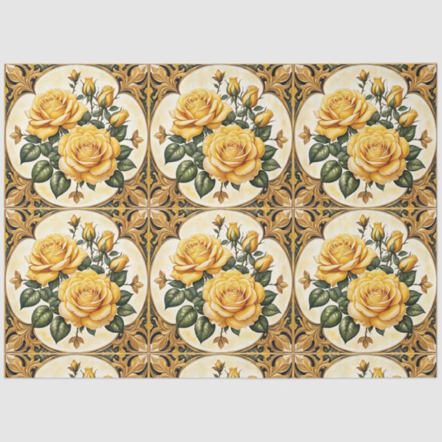 Schöne, moderne Sammlung von Gelben Rosen Seidenpapier (Vorderseite)