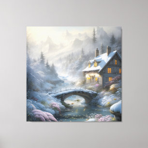 Schöne moderne Schneewinterlandschaft Leinwanddruck