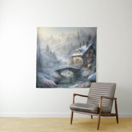 Schöne moderne Schneewinterlandschaft Wandteppich