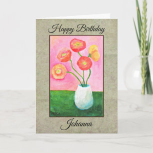 Schöne Mohnblumen Geburtstag mit individuellem Nam Karte