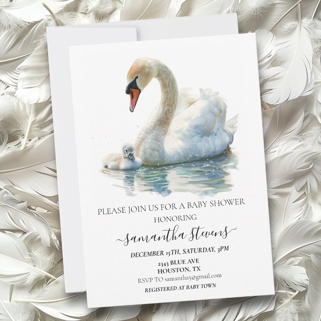Schöne Momma Baby Swan Dusche Einladung (Von Creator hochgeladen)