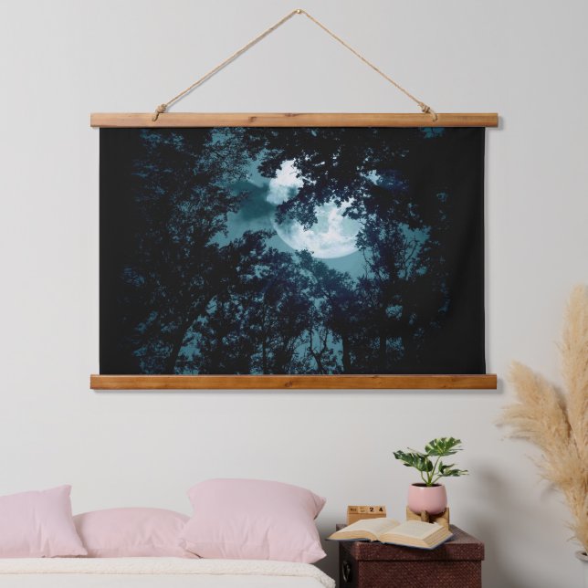 Schöne Mondglühen Wandteppich Mit Holzrahmen (Schlafzimmer)
