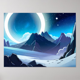 Schöne Mondlichtgebirge Poster