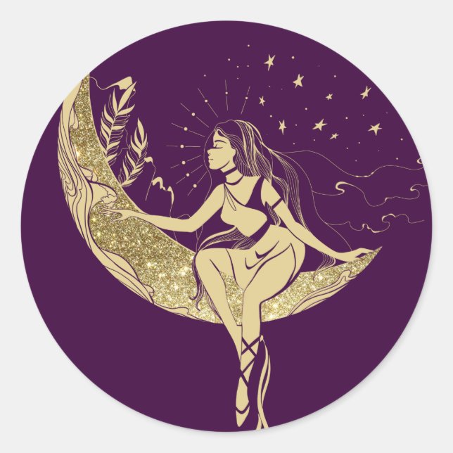 Schöne Mondstars Deko Illustration Runder Aufkleber (Vorderseite)