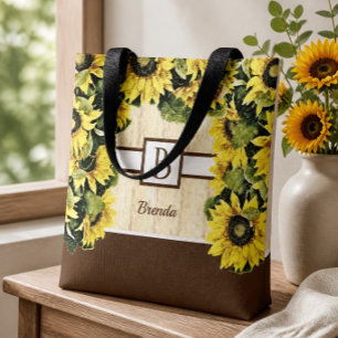 Schöne Monogramm-Sonnenblumen-Tasche Tasche