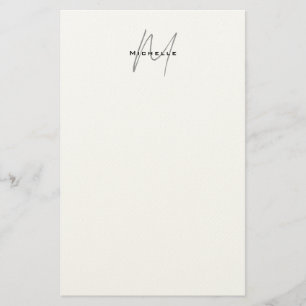 Schöne monogrammierte schwarze weiße graue Kalligr Briefpapier