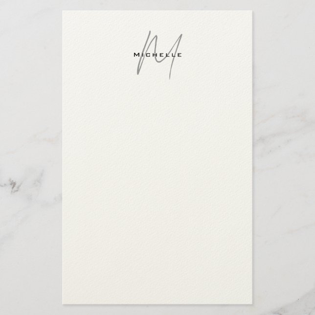 Schöne monogrammierte schwarze weiße graue Kalligr Briefpapier (Vorderseite)