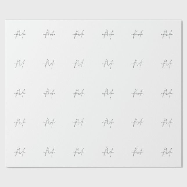 Schöne monogrammierte schwarze weiße graue Kalligr Geschenkpapier (Flach)