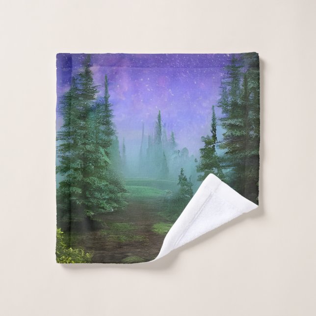 Schöne Moonlight Wilderness Szene Badhandtuch Set (Waschlappen)