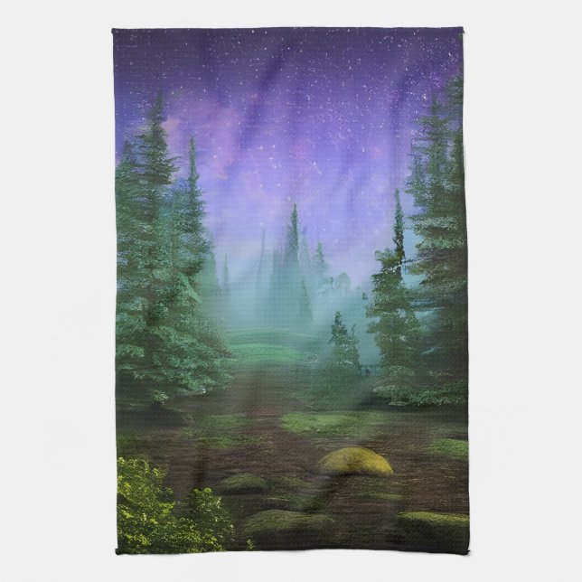 Schöne Moonlight Wilderness Szene Geschirrtuch (Vertikal)