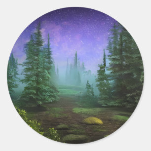 Schöne Moonlight Wilderness Szene Runder Aufkleber