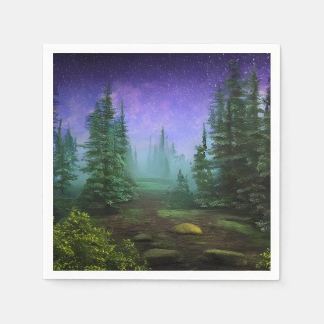 Schöne Moonlight Wilderness Szene Serviette (Vorderseite)
