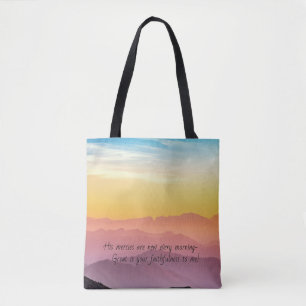 Schöne Morgenszene mit Schrift. Tasche