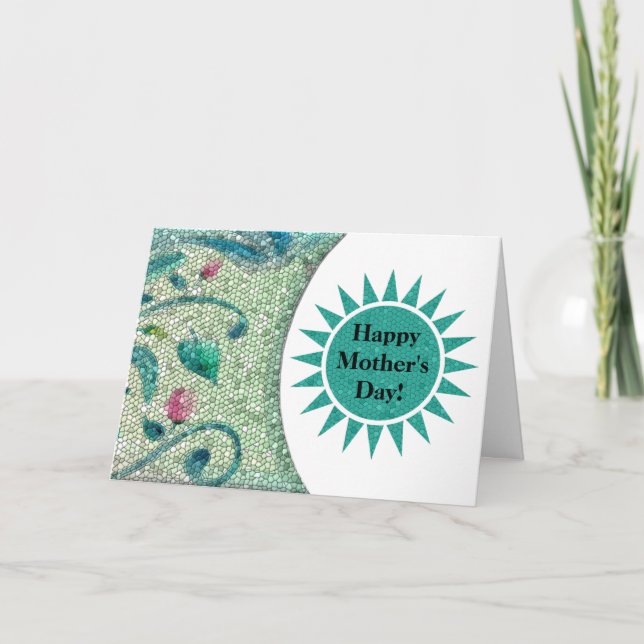 Schöne Mosaik-Blumenkarte Feiertagskarte (Vorderseite)