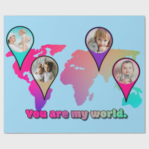 Schöne Multicolor-Weltkarte FotoCollage Geschenkpapier