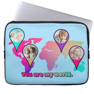 Schöne Multicolor-Weltkarte FotoCollage Laptopschutzhülle