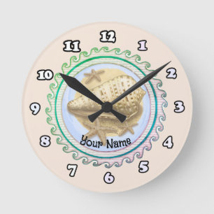Schöne Muschel-Uhr Runde Wanduhr