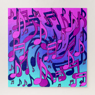 Schöne Musik Lebendige Noten Pink Lila Blau Aqua