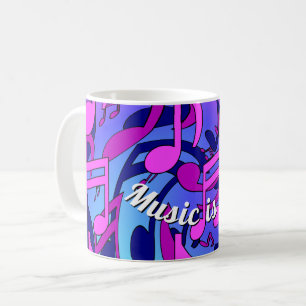 Schöne Musik Lebendige Noten Pink Lila Blau Aqua Kaffeetasse