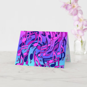 Schöne Musik Lebendige Noten Pink Lila Blau Aqua Karte