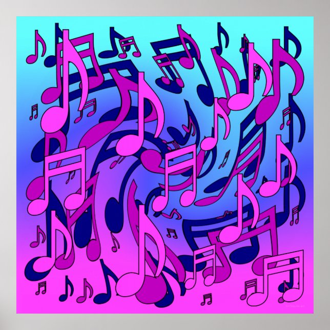 Schöne Musik Lebhafte musikalische Notizen express Poster (Vorne)