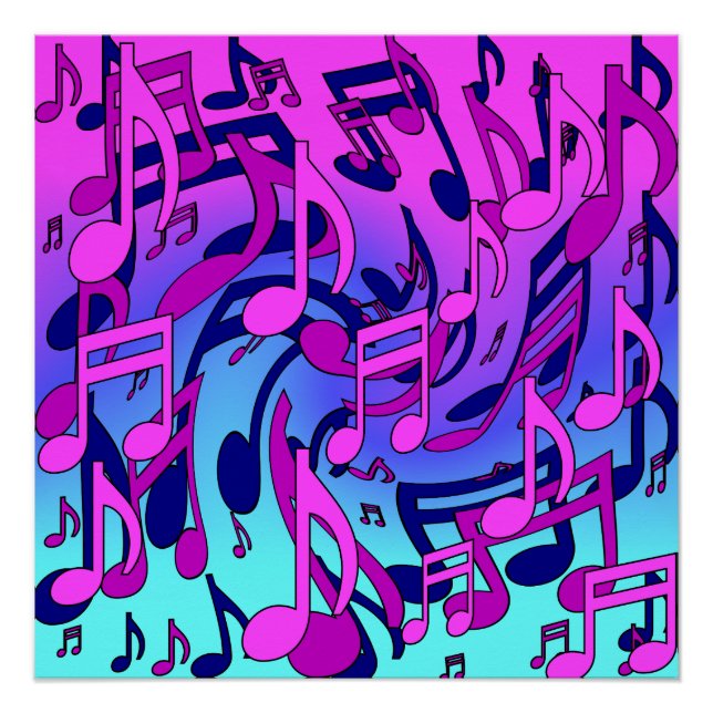 Schöne Musik Musik Noten Lebhaft Upbeat Künstleris Poster (Vorderseite)