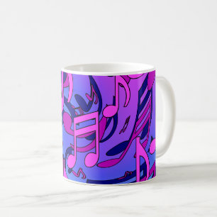 Schöne Musik Rosa Lila blaues, lebendiges Muster Kaffeetasse