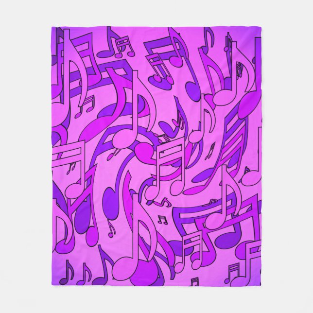 Schöne Musik Upbeat Lila Noten Pink Fleecedecke (Vorderseite)