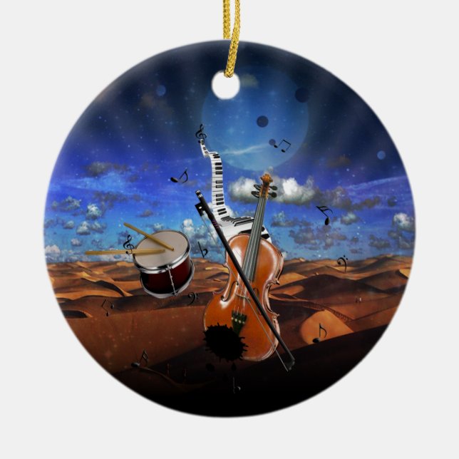 Schöne Musiknoten Geige Spritzer Klaviertrommel Keramikornament (Vorne)