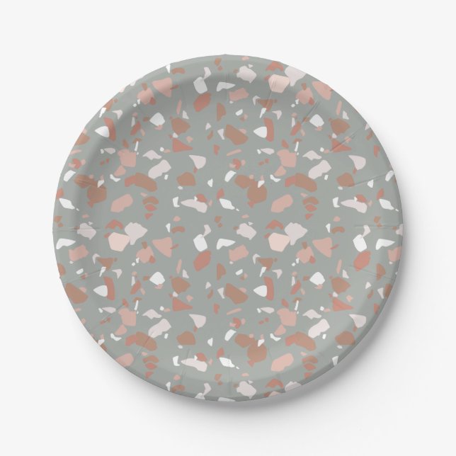 Schöne mutierte Wüstenfarben Terrazzo Muster Pappteller (Vorderseite)
