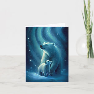 Schöne Mutter Eisbär und Jungtier Illustration Karte