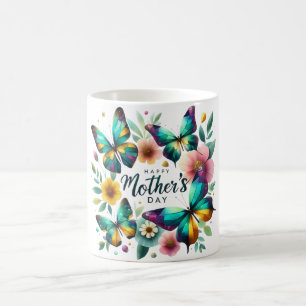 Schöne Mutter-Tag-Blume/Schmetterlinge Kaffeetasse