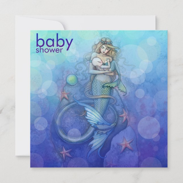 Schöne Mutter und Baby Mermaid Babydusche Einladung (Vorderseite)