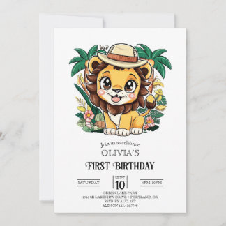 Schöne mystische Löwe 1. Geburtstag digital Einladung