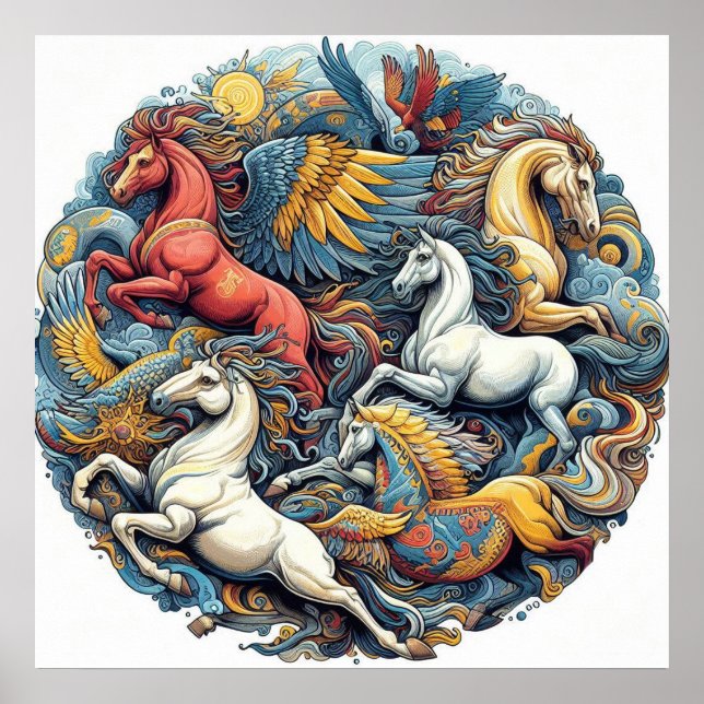 "Schöne mystische Pferde" 24 Poster (Vorne)