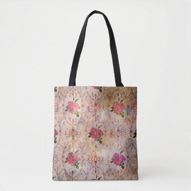 Schöne, nahtlose Rosa-Rosa-Muster Grunge Tasche (Vorderseite)