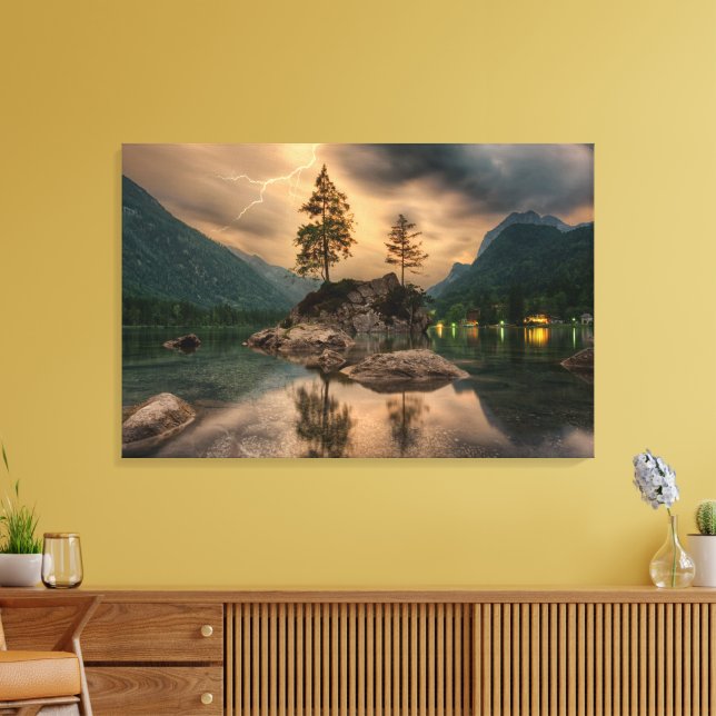 Schöne Natur Bergsee-Zauber im Val Piora Leinwanddruck (Insitu (Wohnzimmer))