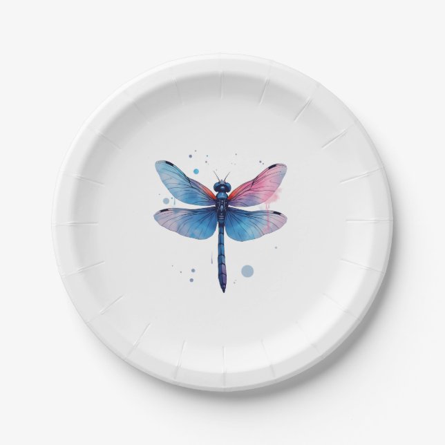 Schöne Natur farbenfrohe grafische Muster Dragonfl Pappteller (Vorderseite)