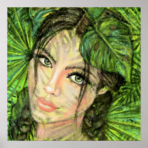Schöne Natur Frau Kunst - Original Malerei Poster
